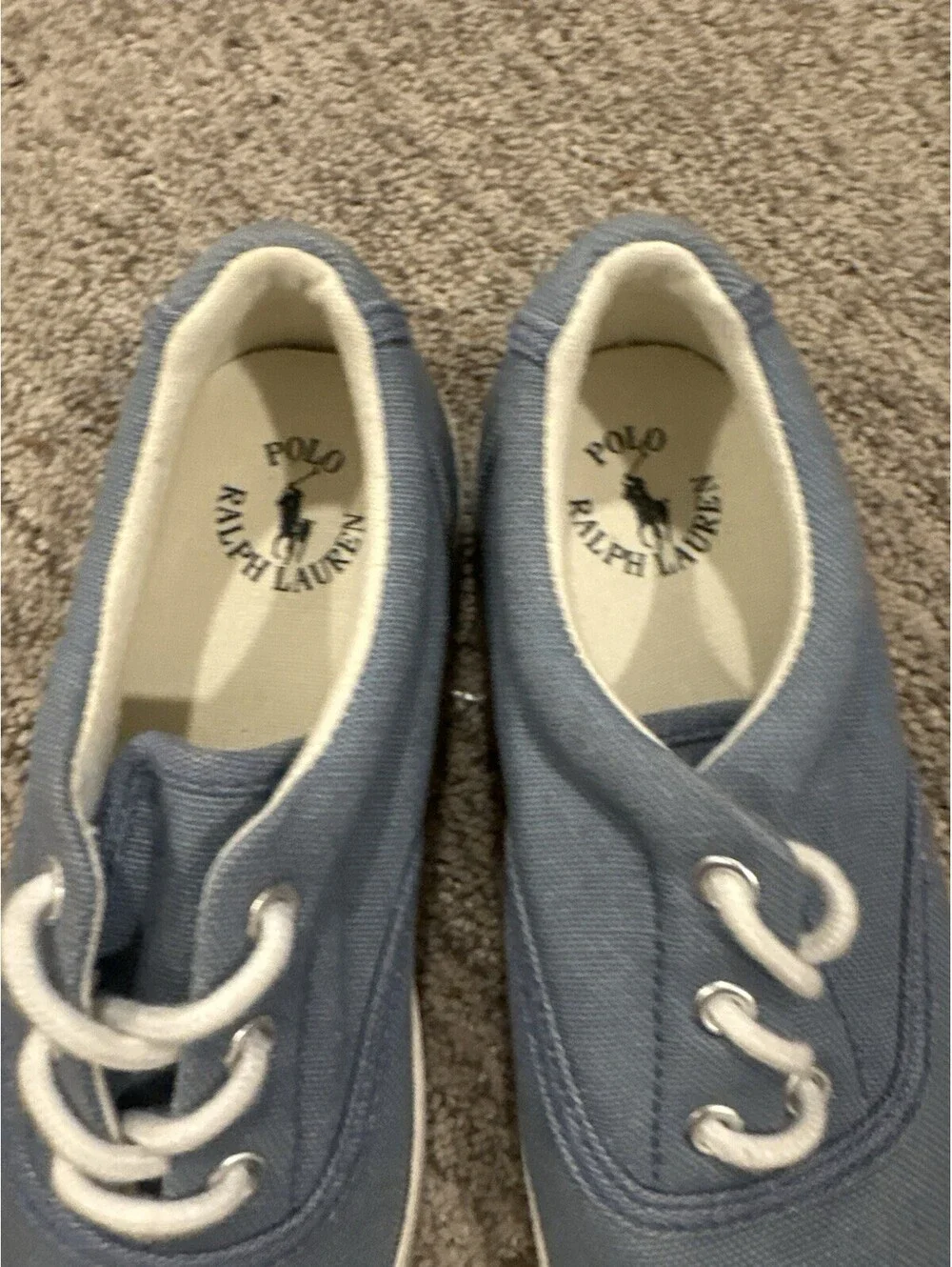 Polo Ralph Lauren Childrens Sneakers Size 13 Chambray Blue Canvas Lace Up